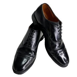 Allen Edmonds Byron Men Size 11D Black Leather Cap Toe Oxford Dress Shoes